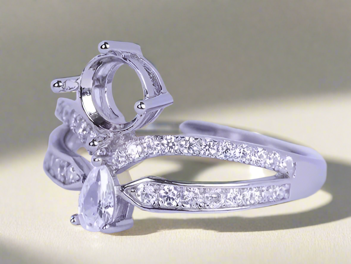 925 Sterling Silver Adjustable Crown Ring-Bird Jewellery Settings