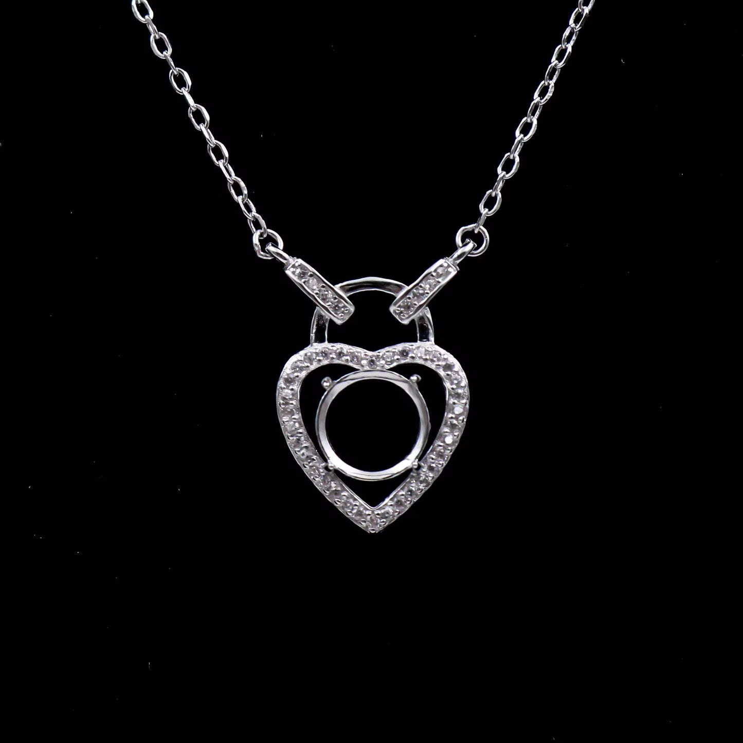 925 Sterling Silver and Cubic Zirconia Heart Pendant Necklace