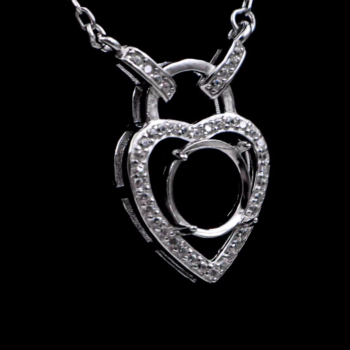 925 Sterling Silver and Cubic Zirconia Heart Pendant Necklace