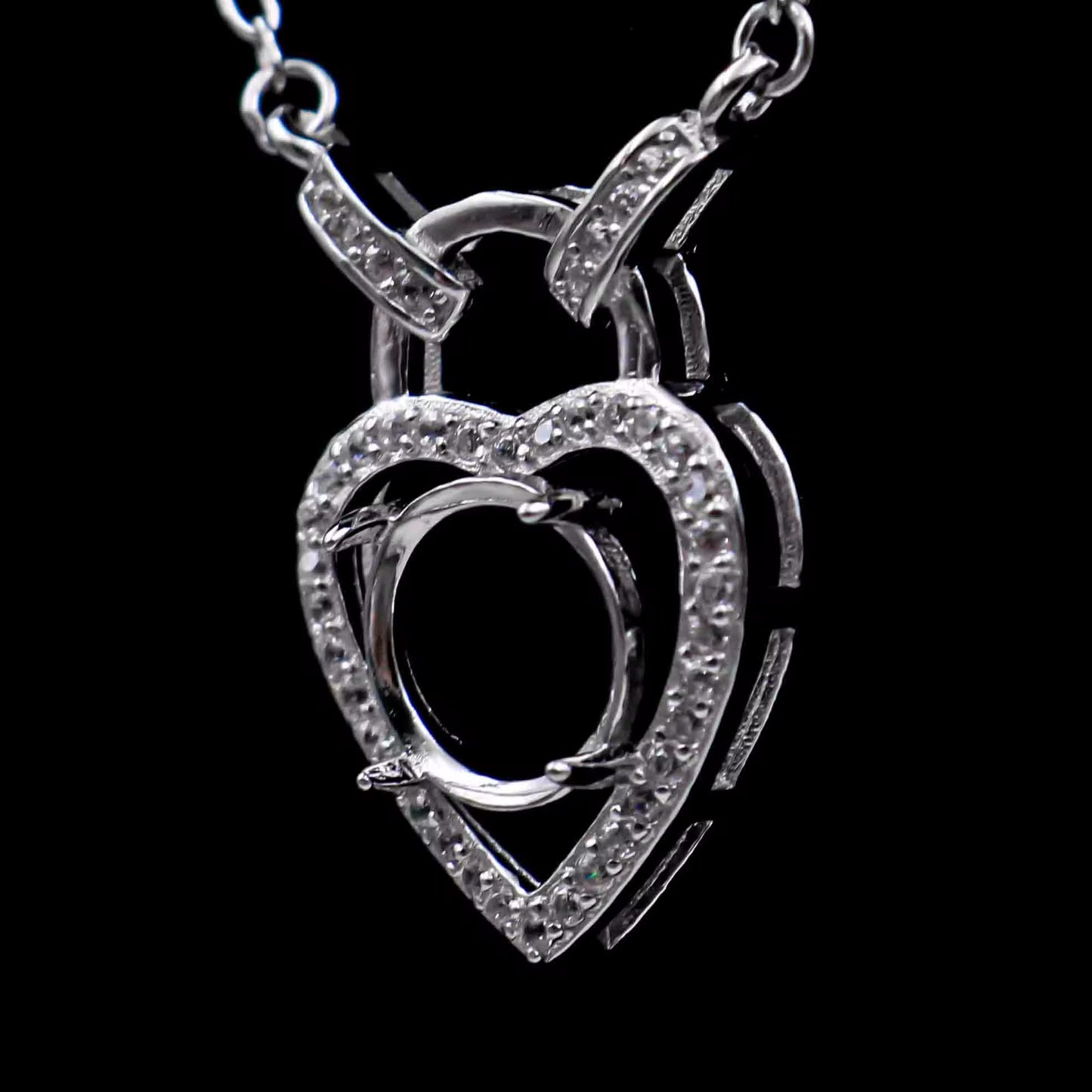 925 Sterling Silver and Cubic Zirconia Heart Pendant Necklace