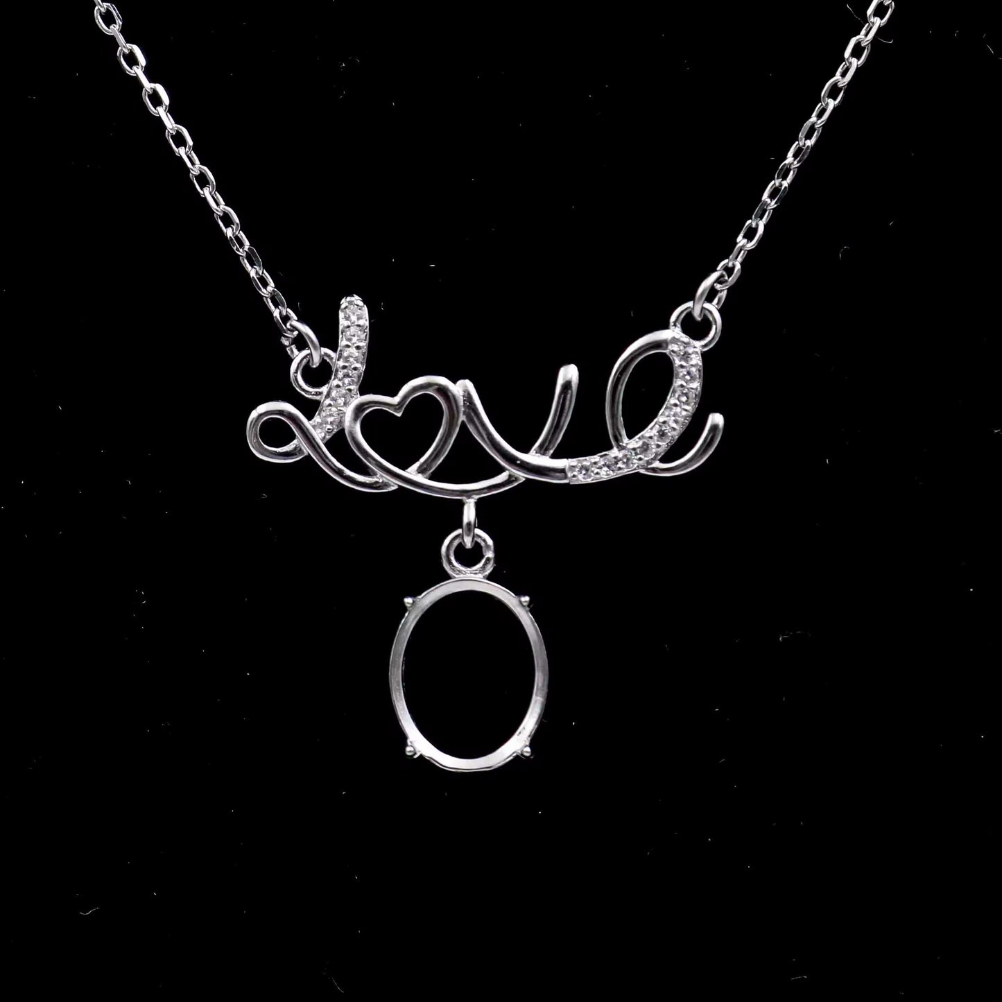 925 Sterling Silver and Cubic Zirconia Love Necklace