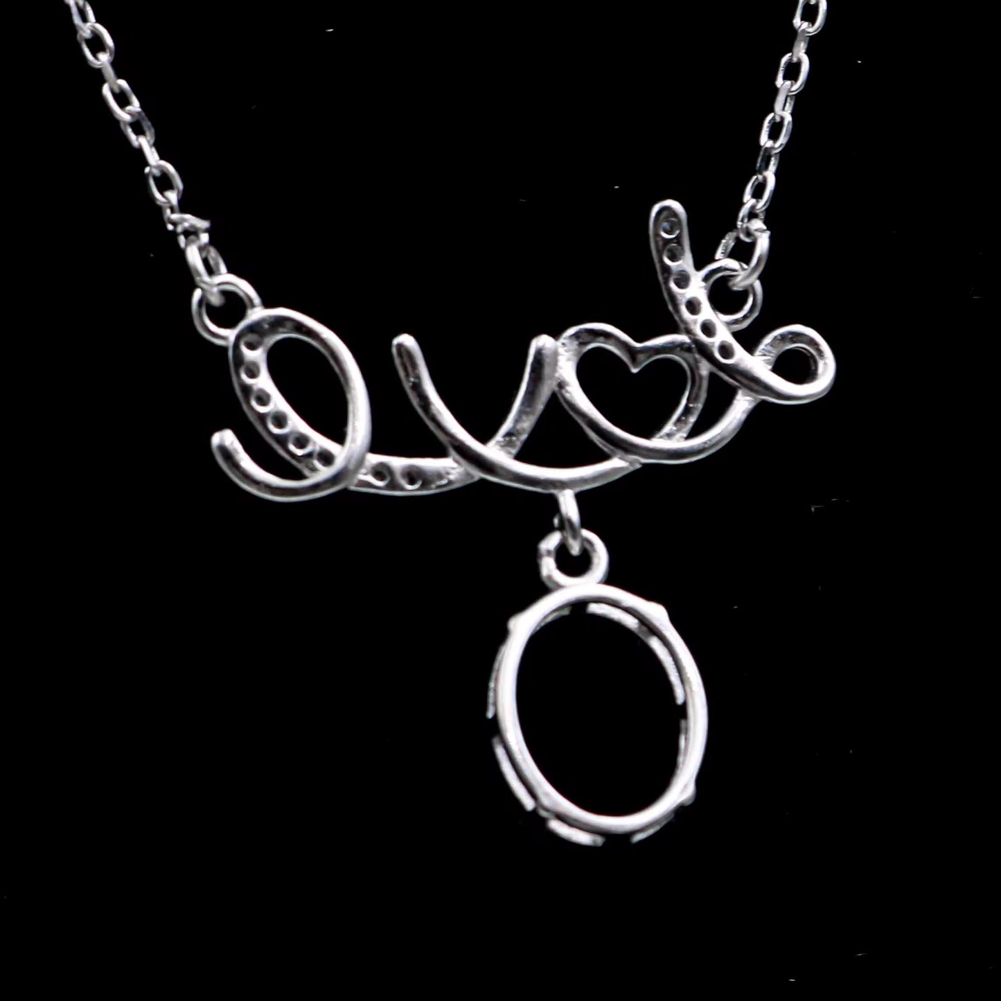 925 Sterling Silver and Cubic Zirconia Love Necklace