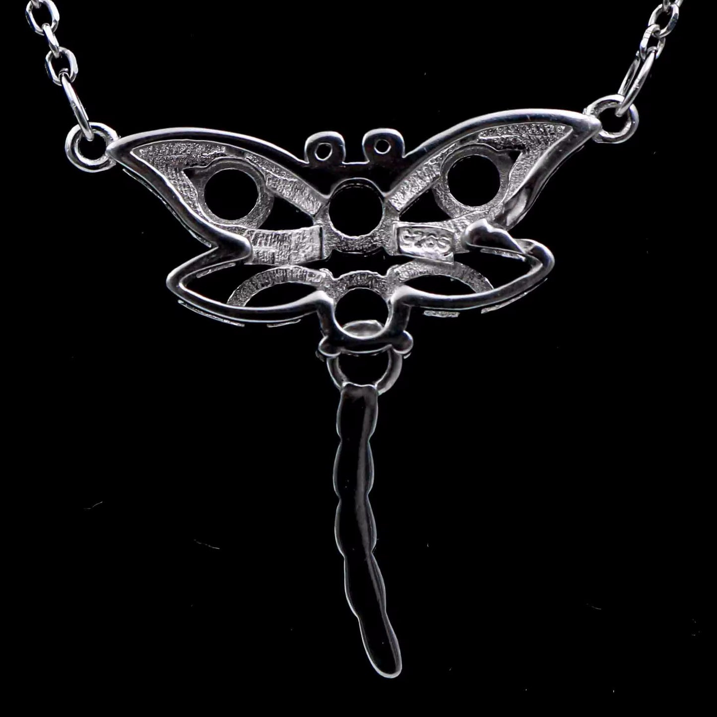 925 Sterling Silver and Cubic Zirconia Dragonfly Necklace