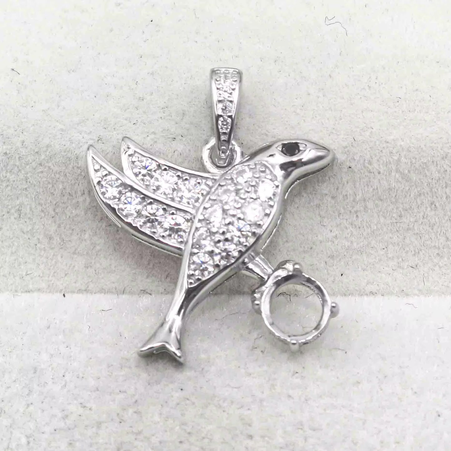 925 Sterling Silver and Cubic Zirconia Bird Pendant