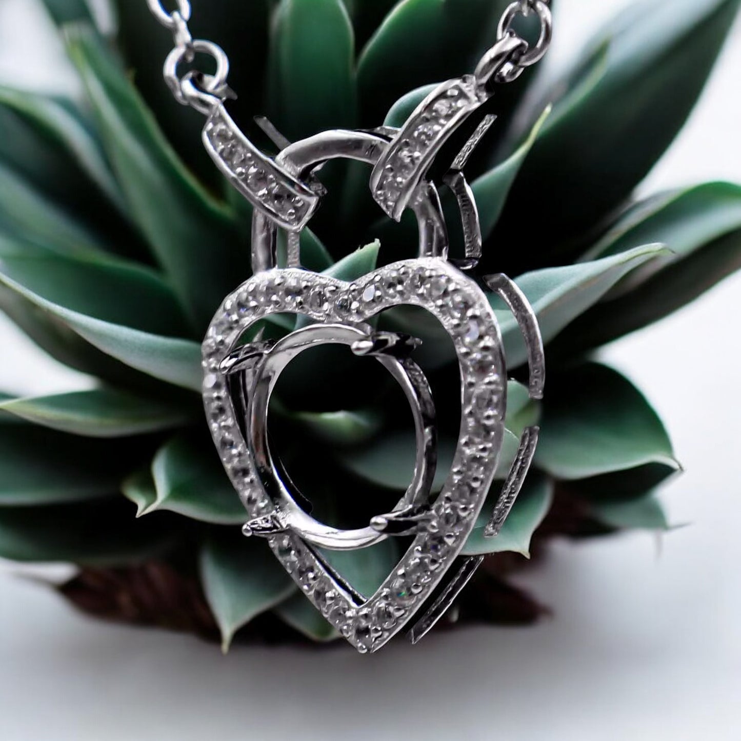 925 Sterling Silver and Cubic Zirconia Heart Pendant Necklace
