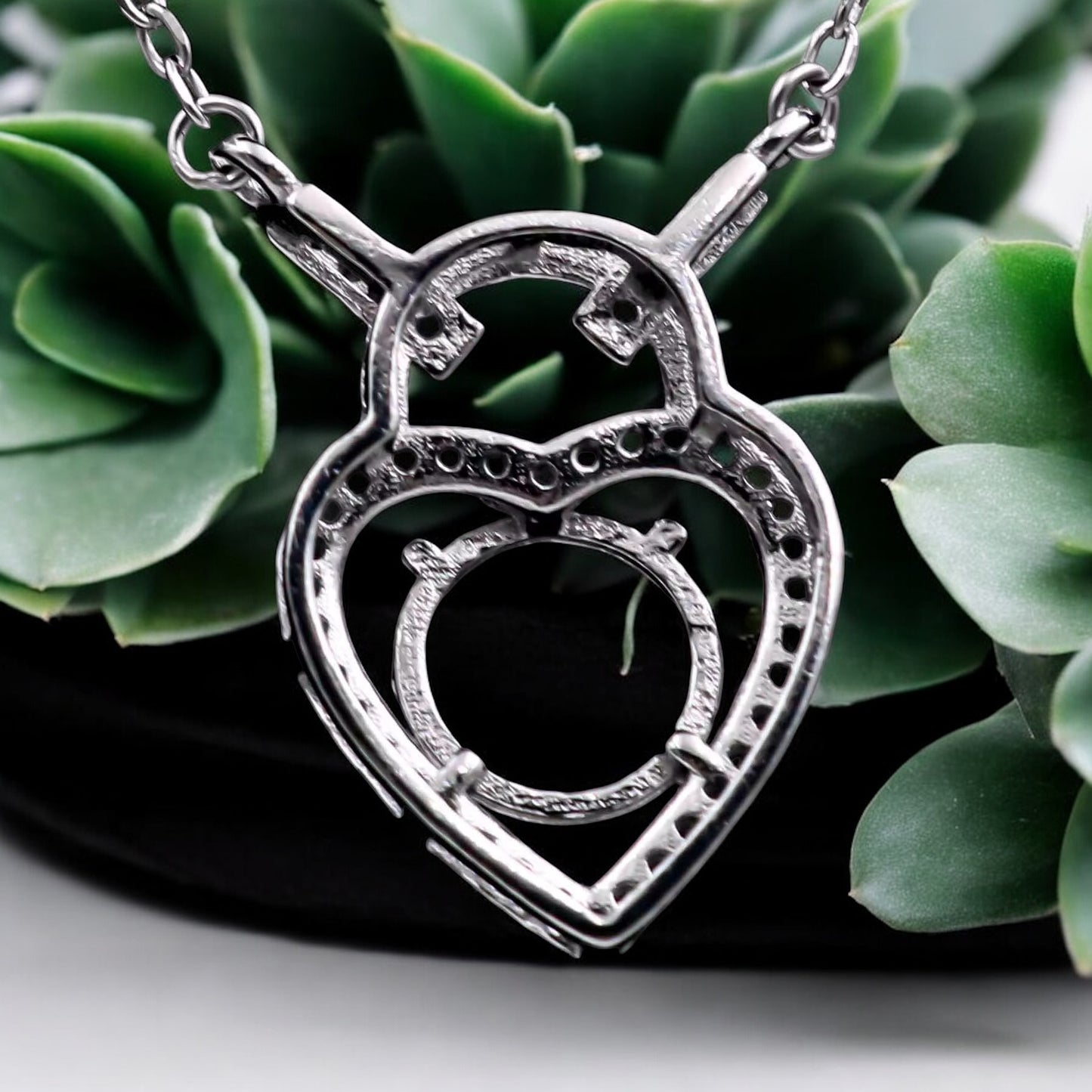 925 Sterling Silver and Cubic Zirconia Heart Pendant Necklace