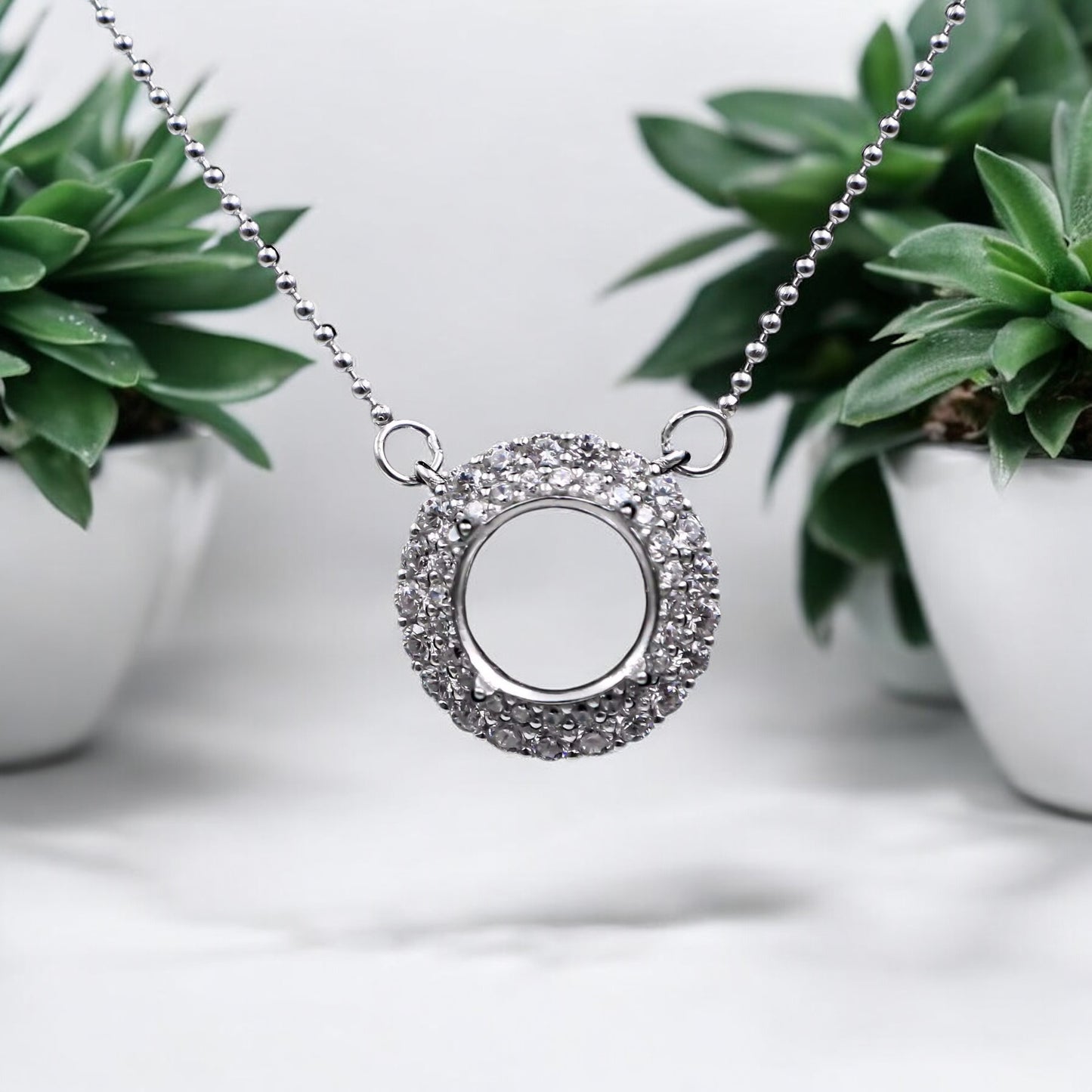 925 Sterling Silver and Cubic Zirconia Pendant Necklace
