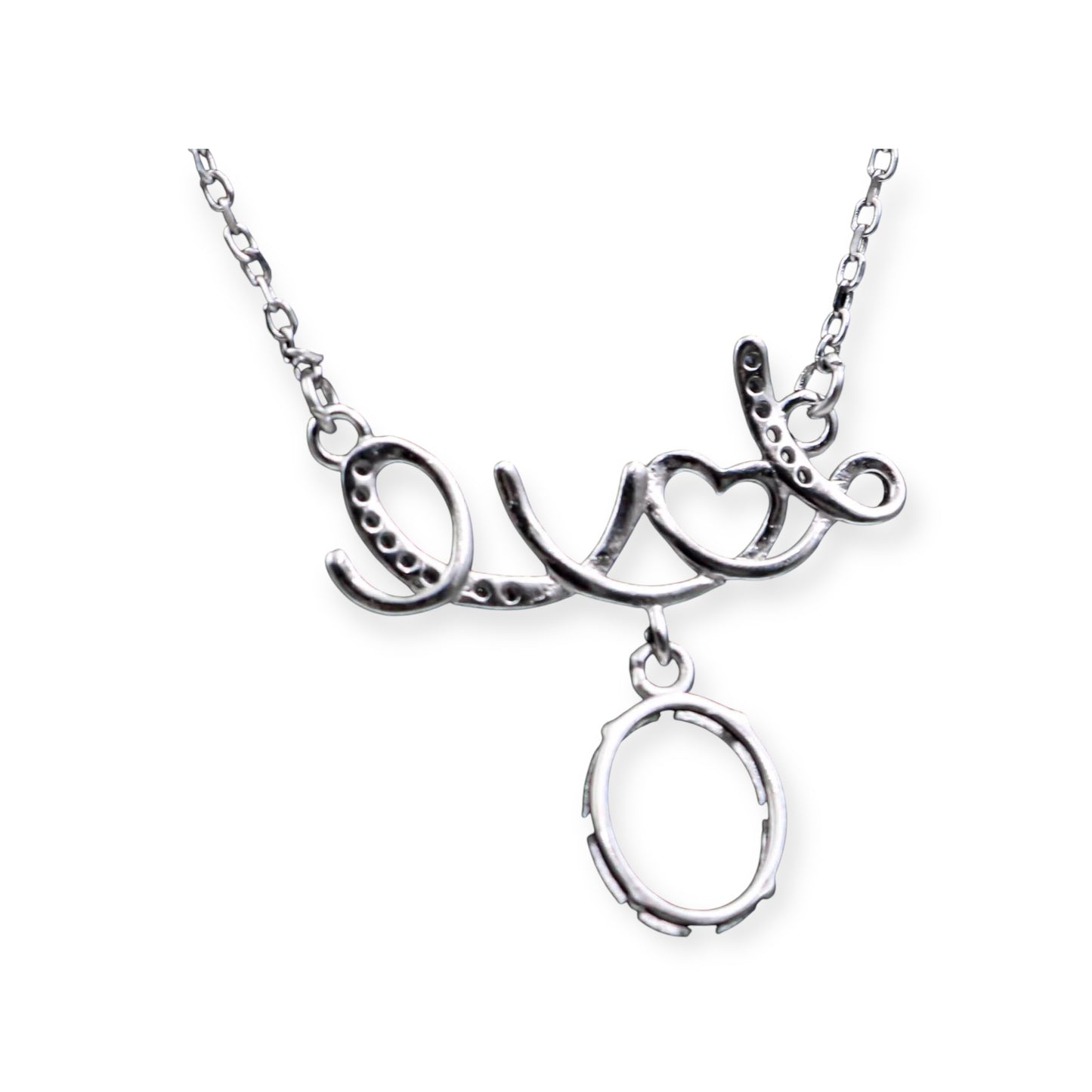 925 Sterling Silver and Cubic Zirconia Love Necklace