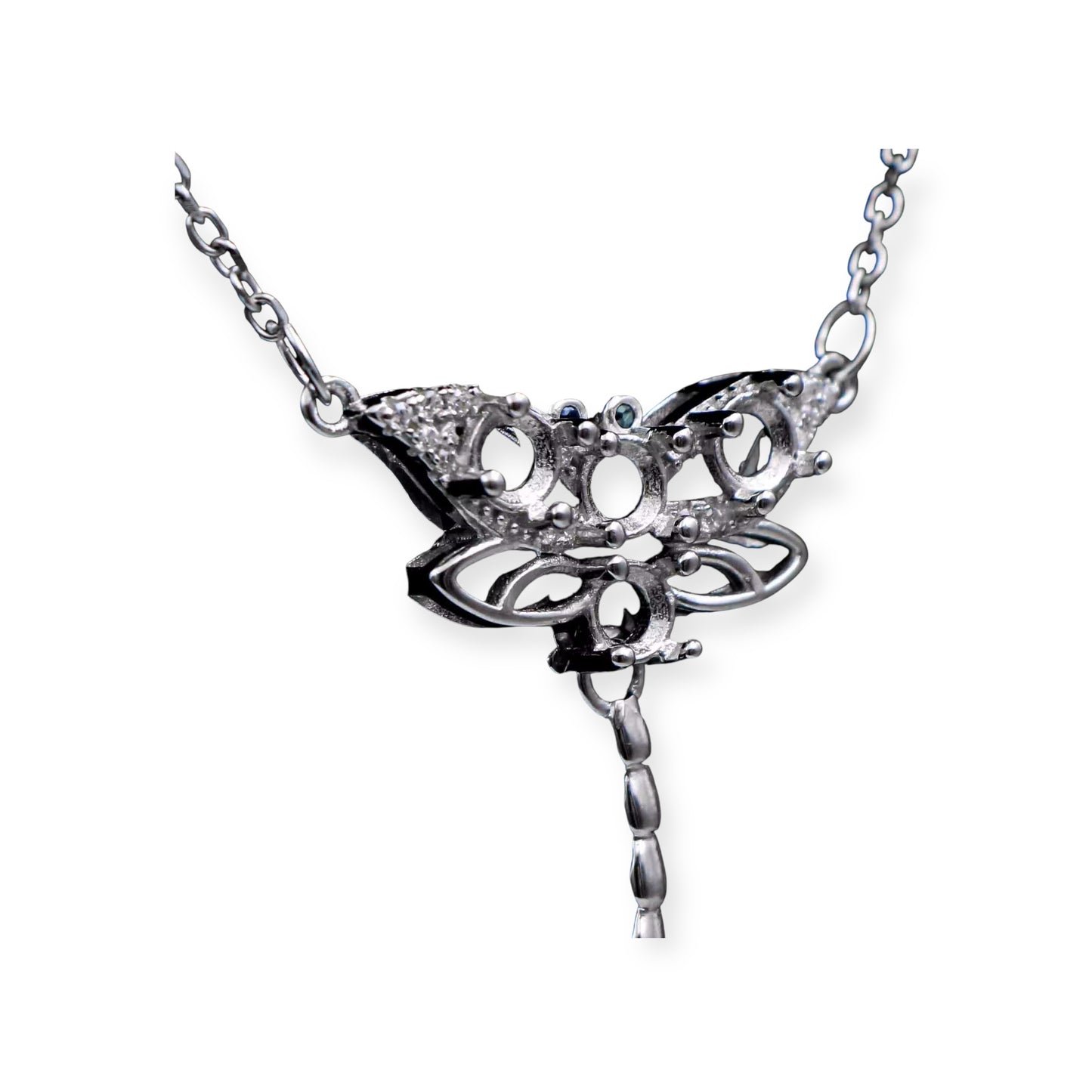 925 Sterling Silver and Cubic Zirconia Dragonfly Necklace