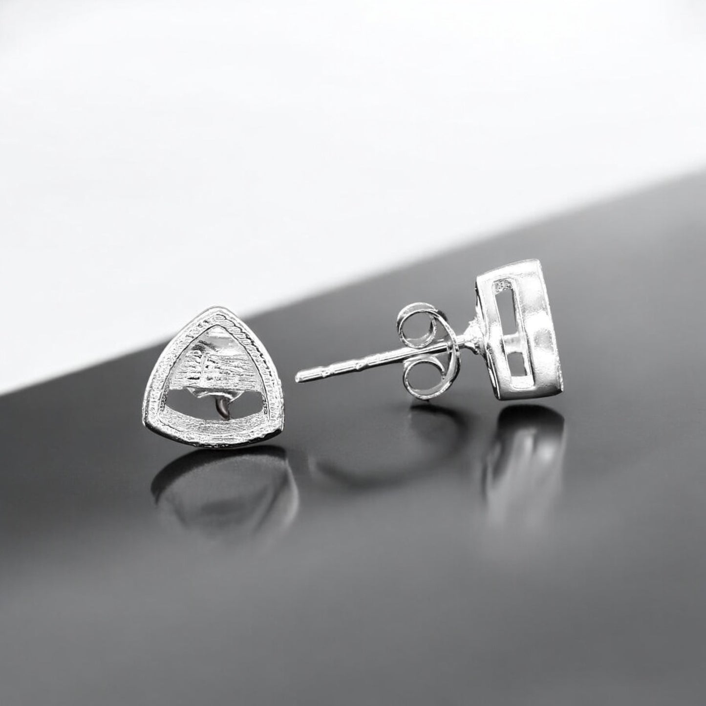 925 Sterling Silver Bezel Set Stud Earrings