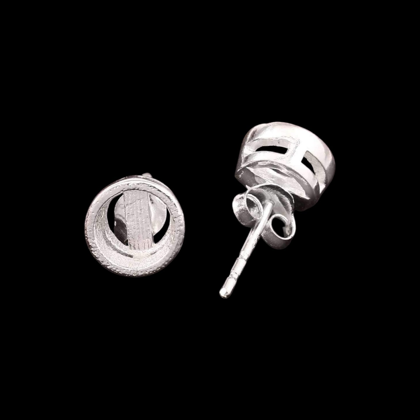 925 Sterling Silver Bezel Set Stud Earrings