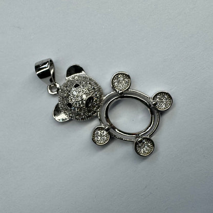 925 Sterling Silver and Cubic Zirconia Bear Pendant