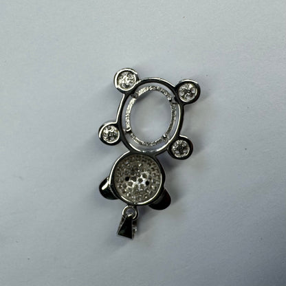 925 Sterling Silver and Cubic Zirconia Bear Pendant