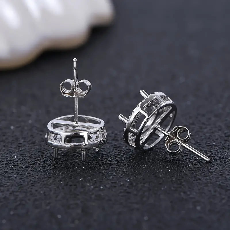 925 Sterling Silver and Cubic Zirconia Stud Earrings - Bird Jewellery Settings