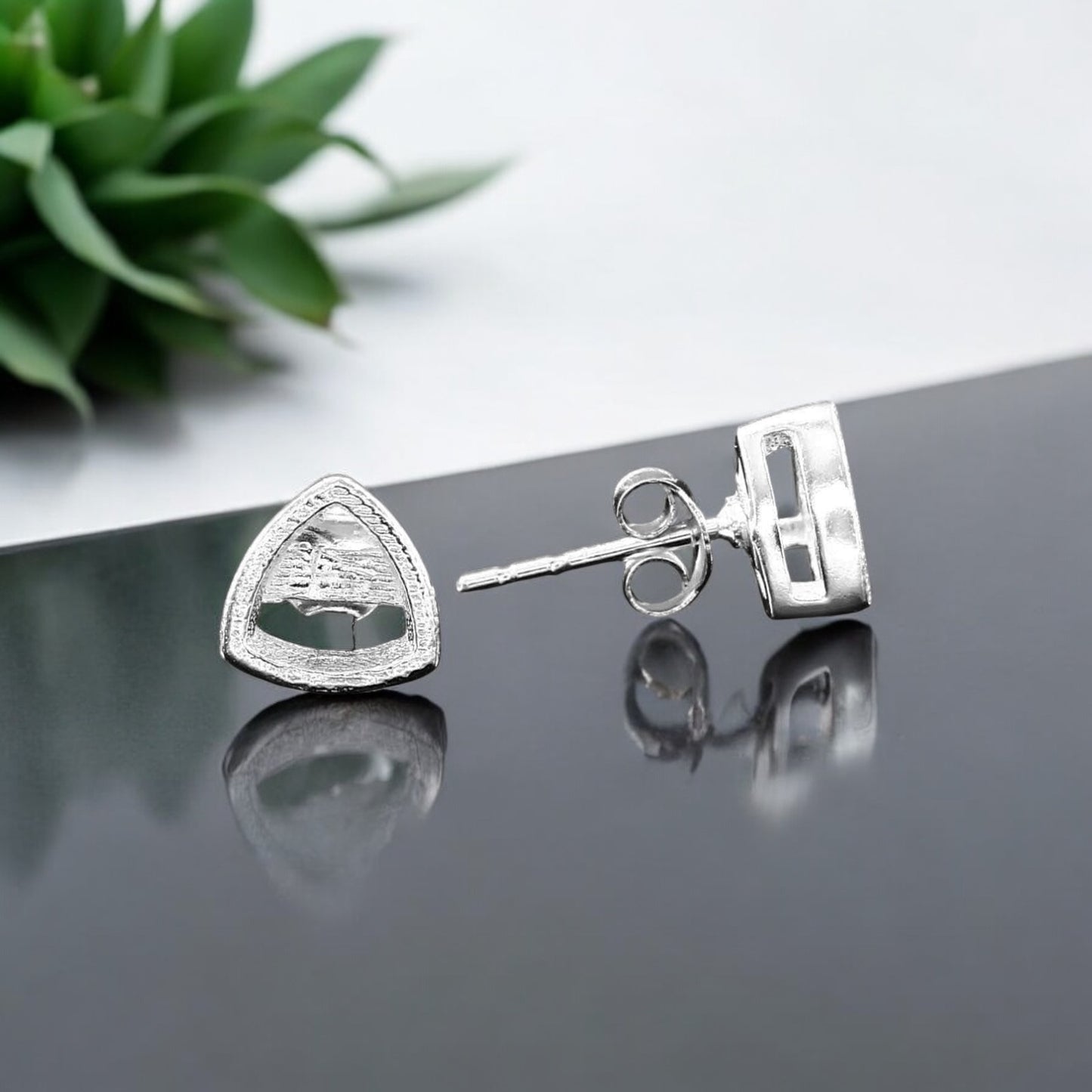 925 Sterling Silver Bezel Set Stud Earrings