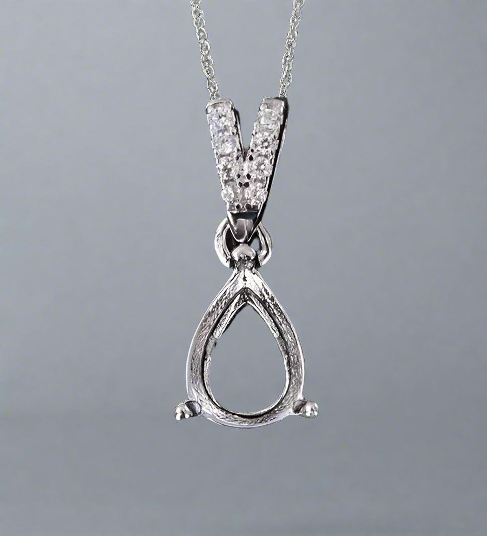 925 Sterling Silver and Cubic Zirconia Teardrop Pendant