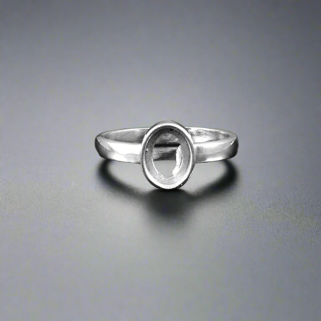 925 Sterling Silver Bezel Set Ring Size 7