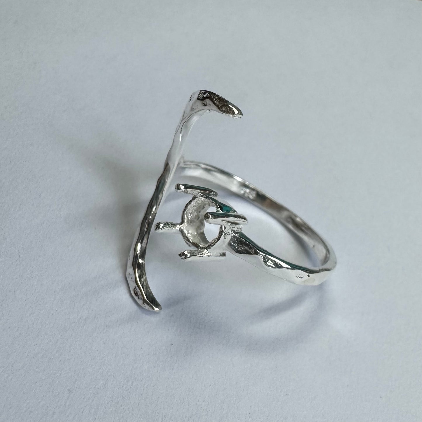 925 Sterling Silver Whale Tail Ring Size 8