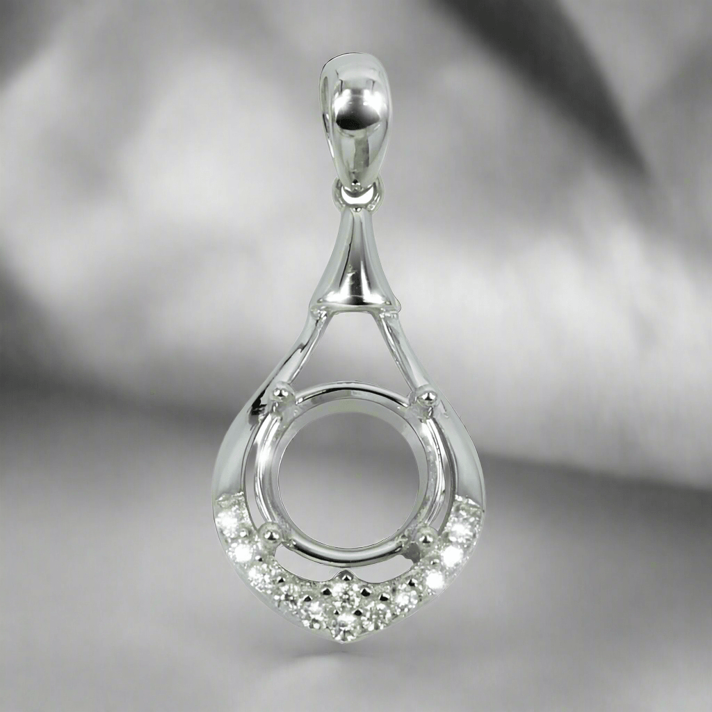 925 Sterling Silver and Cubic Zirconia Pendant - Bird Jewellery Settings