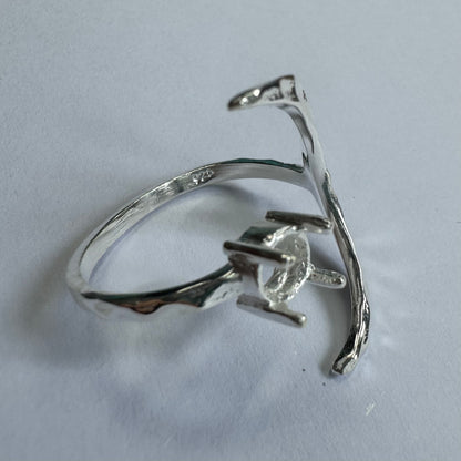 925 Sterling Silver Whale Tail Ring Size 8