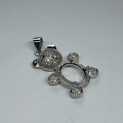 925 Sterling Silver and Cubic Zirconia Bear Pendant