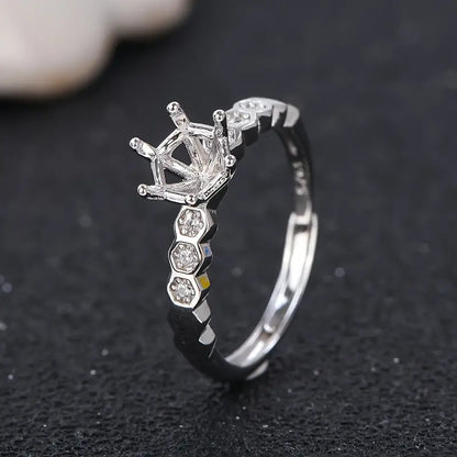 925 Sterling Silver and Cubic Zirconia Adjustable Ring - Bird Jewellery Settings