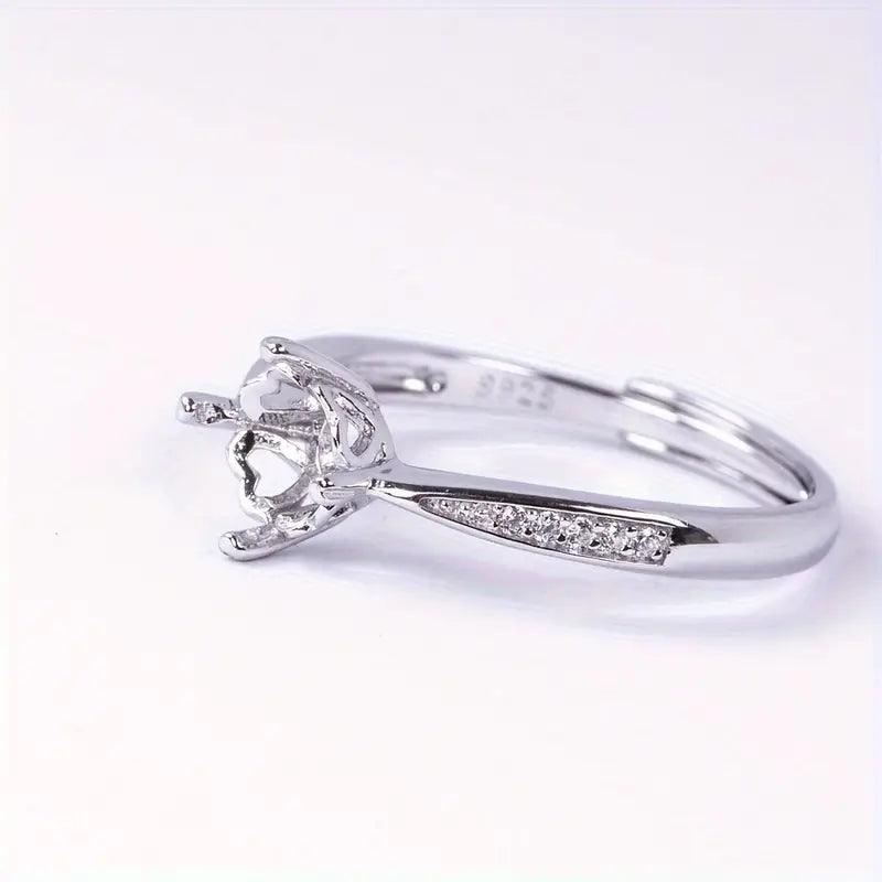 925 Sterling Silver and Cubic Zirconia Adjustable Ring - Bird Jewellery Settings