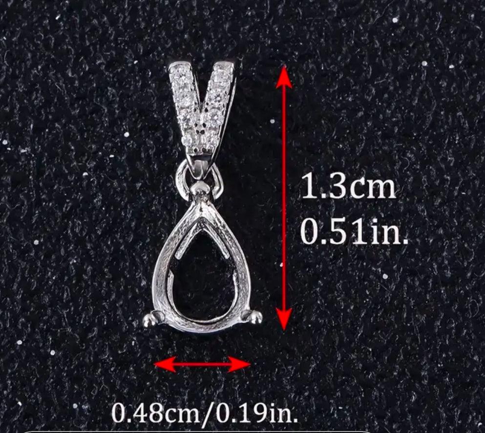 925 Sterling Silver and Cubic Zirconia Teardrop Pendant - Bird Jewellery Settings