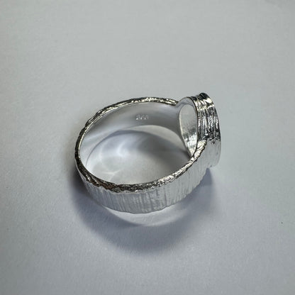 925 Sterling Silver Bezel Set Ring Size 8