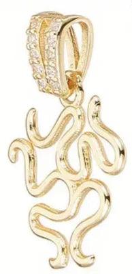 925 Sterling Silver Gold Coated and Cubic Zirconia Freeform Wrap Pendant - Bird Jewellery Settings