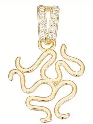 925 Sterling Silver Gold Coated and Cubic Zirconia Freeform Wrap Pendant - Bird Jewellery Settings