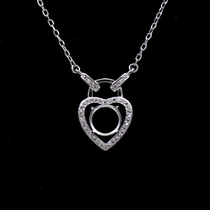 925 Sterling Silver and Cubic Zirconia Heart Pendant Necklace