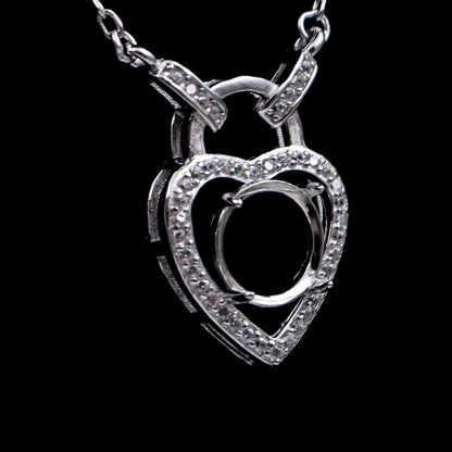 925 Sterling Silver and Cubic Zirconia Heart Pendant Necklace