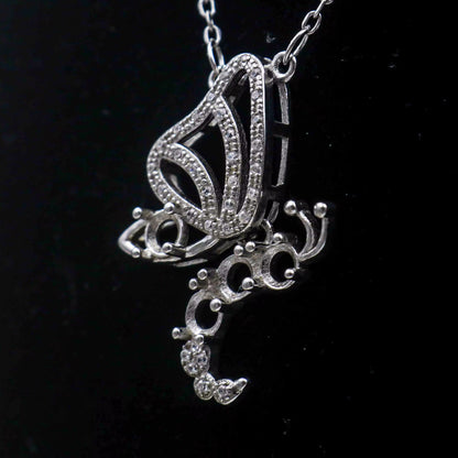 925 Sterling Silver and Cubic Zirconia Butterfly Pendant Necklace
