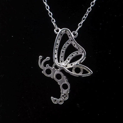 925 Sterling Silver and Cubic Zirconia Butterfly Pendant Necklace