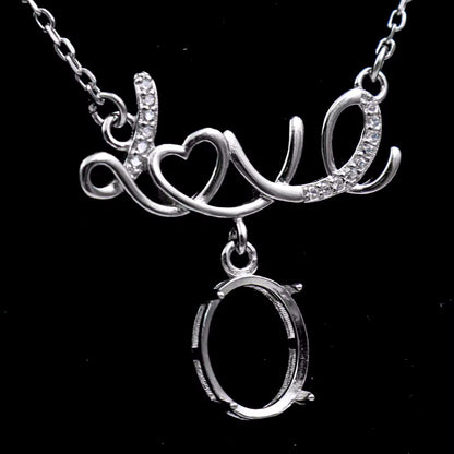 925 Sterling Silver and Cubic Zirconia Love Necklace