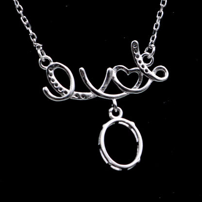 925 Sterling Silver and Cubic Zirconia Love Necklace