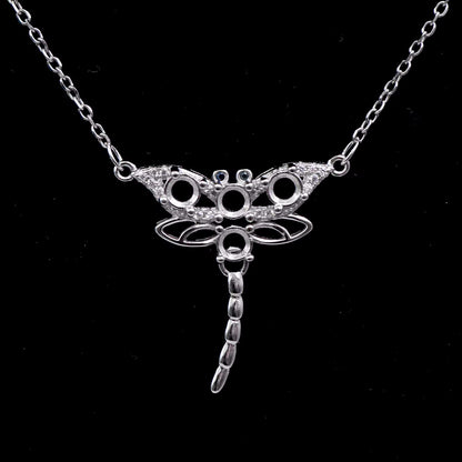 925 Sterling Silver and Cubic Zirconia Dragonfly Necklace