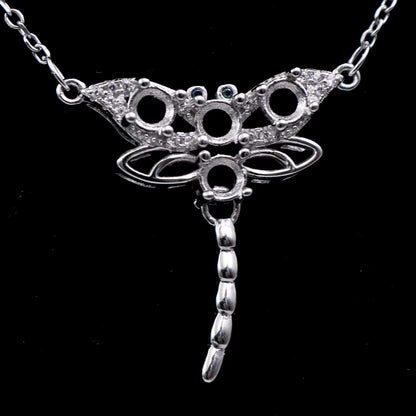 925 Sterling Silver and Cubic Zirconia Dragonfly Necklace