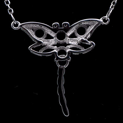 925 Sterling Silver and Cubic Zirconia Dragonfly Necklace