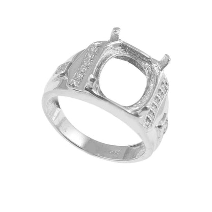 925 Sterling Silver and Cubic Zirconia Chunky Ring (Mens or Larger Sizes Ladies) Sizes 8-11