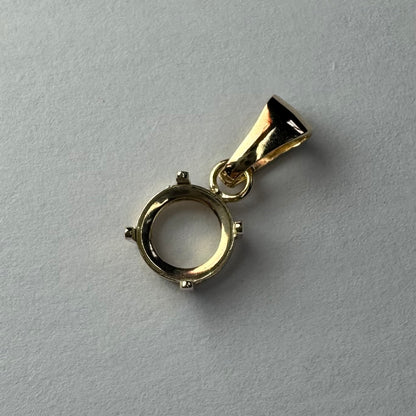 9ct Gold 4 Claw Double Bezel 6mm Round Pendant with Tapered Bail