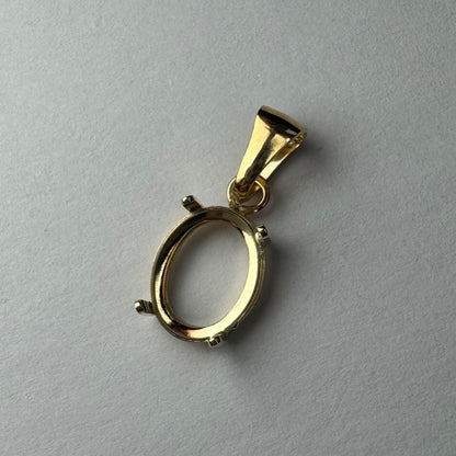 18ct Gold 4 Claw Double Bezel 8x6mm Oval Pendant with Tapered Bail