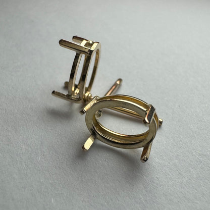 18ct Gold 4 Claw Double Bezel 8x6mm Oval Stud Earrings