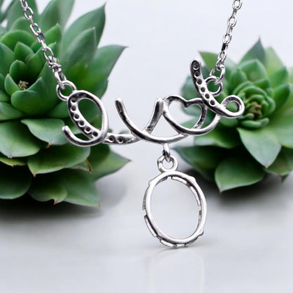 925 Sterling Silver and Cubic Zirconia Love Necklace