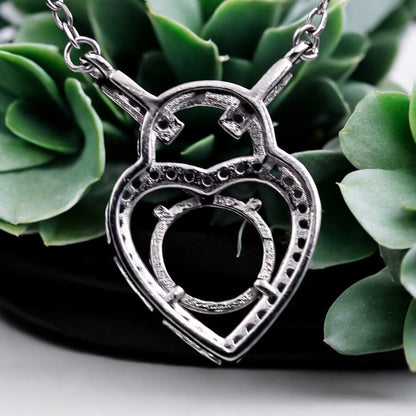 925 Sterling Silver and Cubic Zirconia Heart Pendant Necklace