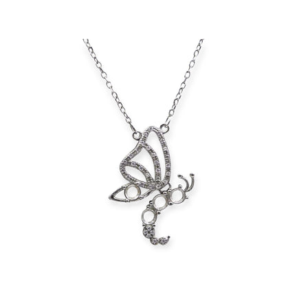 925 Sterling Silver and Cubic Zirconia Butterfly Pendant Necklace
