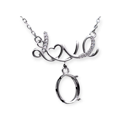 925 Sterling Silver and Cubic Zirconia Love Necklace
