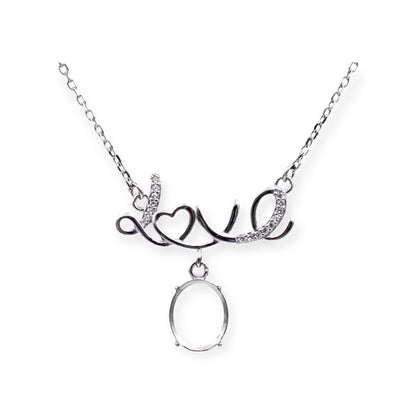 925 Sterling Silver and Cubic Zirconia Love Necklace