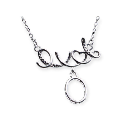 925 Sterling Silver and Cubic Zirconia Love Necklace